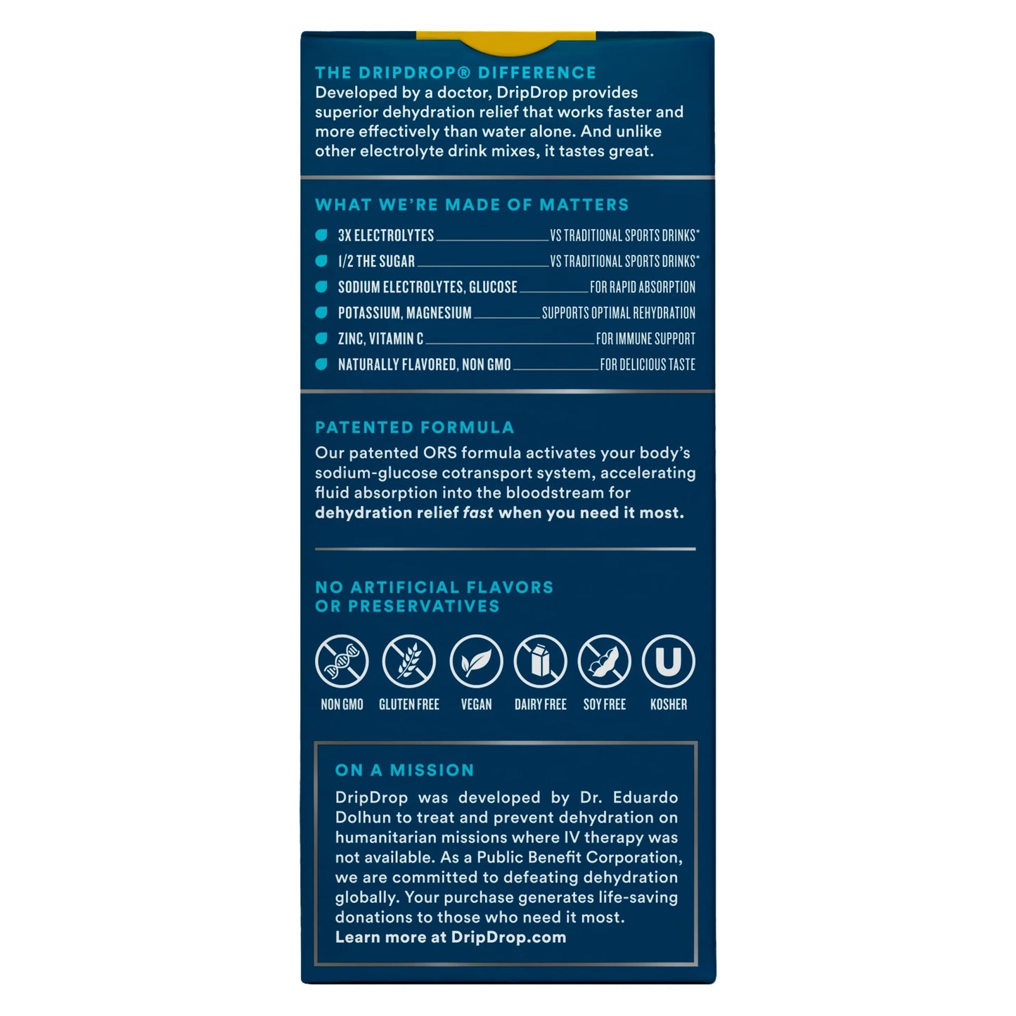 DripDrop Electrolyte Powder - Lemon (16oz) 100 Packets