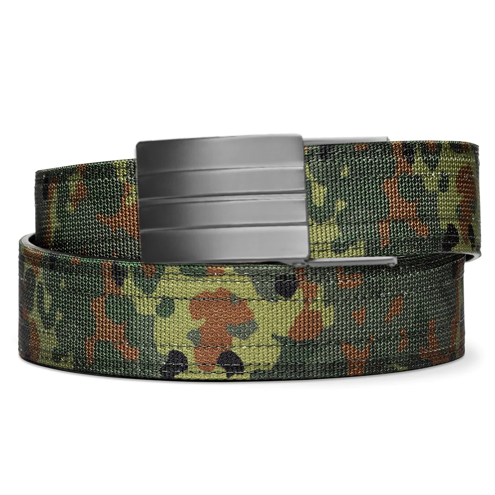 Kore Essentials is the originator of the ratcheting gun belt. We make the world’s best gun belt for concealed carry, everyday carry (EDC), ccw, law enforcement and military personnel.  What makes Kore gun belts the best? Several patented innovations. First, our gun belts use a micro adjustable track that’s sewn into the back of the belt. This track lets you - tighten or loosen – your belt ¼” at a time to over 40+ sizing points. The result = a perfect fit all day, every day.