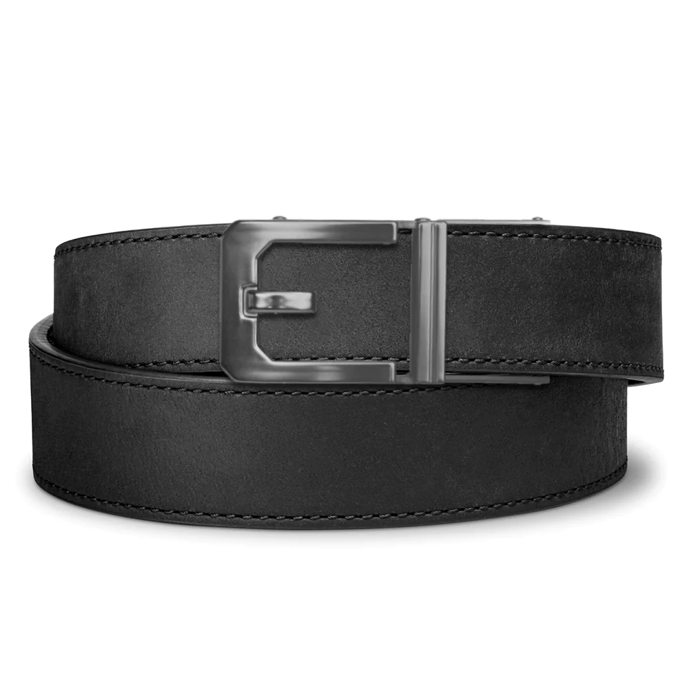 Kore Essentials is the originator of the ratcheting gun belt. We make the world’s best gun belt for concealed carry, everyday carry (EDC), ccw, law enforcement and military personnel.  What makes Kore gun belts the best? Several patented innovations. First, our gun belts use a micro adjustable track that’s sewn into the back of the belt. This track lets you - tighten or loosen – your belt ¼” at a time to over 40+ sizing points. The result = a perfect fit all day, every day.