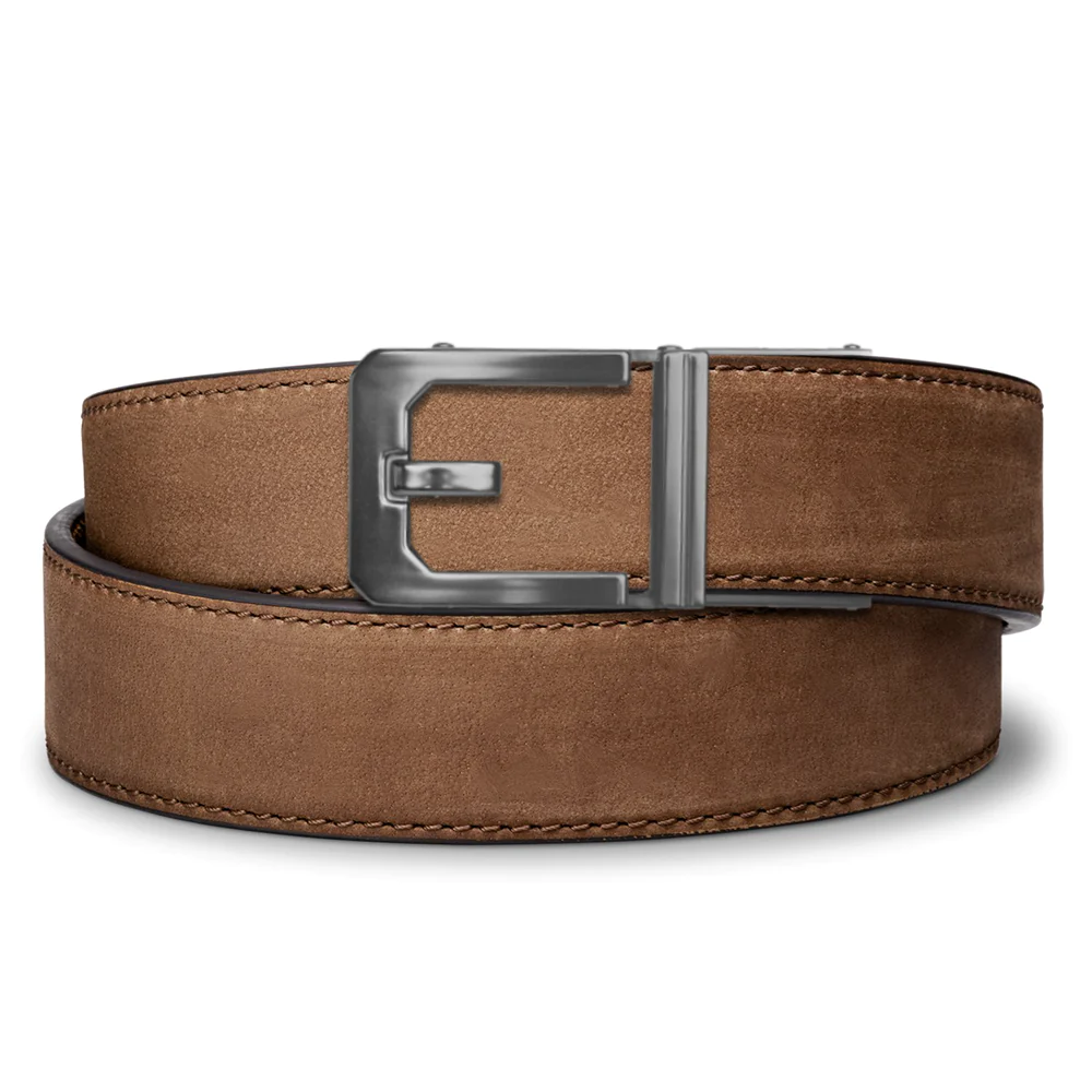 Kore Essentials is the originator of the ratcheting gun belt. We make the world’s best gun belt for concealed carry, everyday carry (EDC), ccw, law enforcement and military personnel.  What makes Kore gun belts the best? Several patented innovations. First, our gun belts use a micro adjustable track that’s sewn into the back of the belt. This track lets you - tighten or loosen – your belt ¼” at a time to over 40+ sizing points. The result = a perfect fit all day, every day.