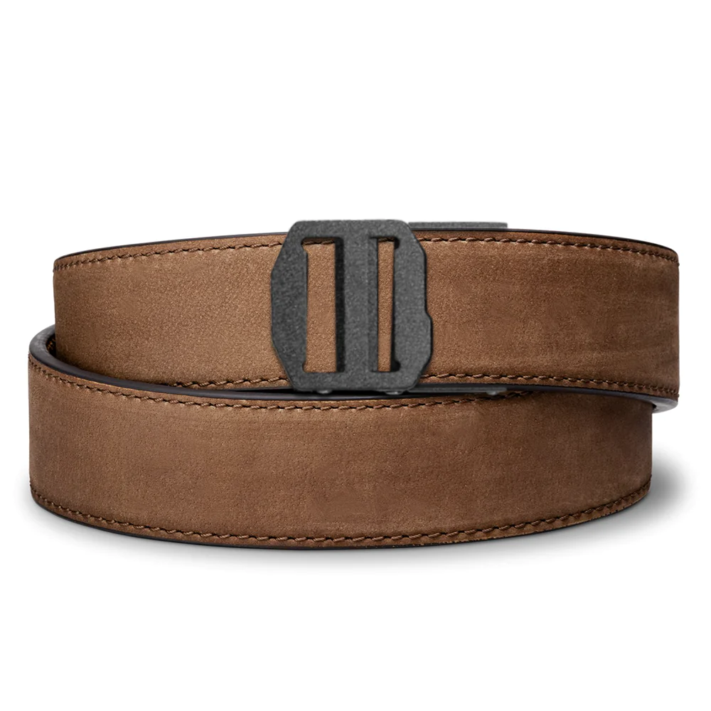 Kore Essentials is the originator of the ratcheting gun belt. We make the world’s best gun belt for concealed carry, everyday carry (EDC), ccw, law enforcement and military personnel.  What makes Kore gun belts the best? Several patented innovations. First, our gun belts use a micro adjustable track that’s sewn into the back of the belt. This track lets you - tighten or loosen – your belt ¼” at a time to over 40+ sizing points. The result = a perfect fit all day, every day.
