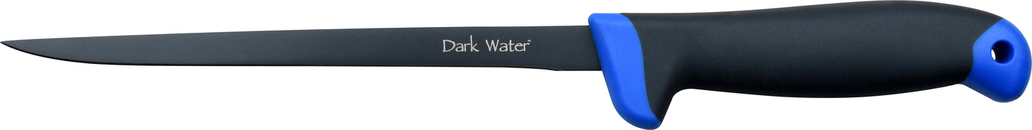 Whether out in the deep or off a dock, salt or fresh, Dark Water has you covered.  This line of fishing knives features everything you need to clean and prepare your catch.  The blades in this line are all coated with PTFE to maximize corrosion resistance.