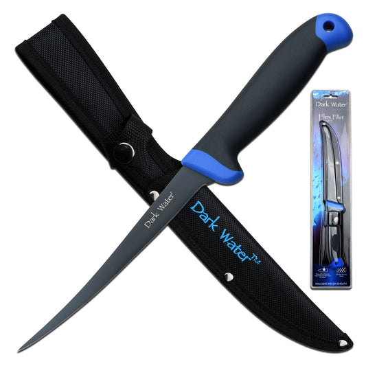 Whether out in the deep or off a dock, salt or fresh, Dark Water has you covered.  This line of fishing knives features everything you need to clean and prepare your catch.  The blades in this line are all coated with PTFE to maximize corrosion resistance.