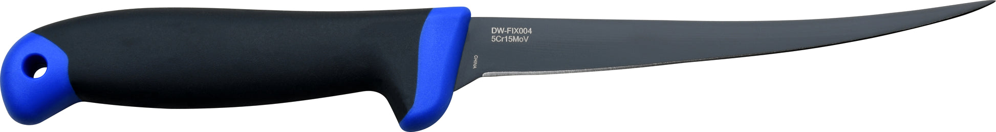 Whether out in the deep or off a dock, salt or fresh, Dark Water has you covered.  This line of fishing knives features everything you need to clean and prepare your catch.  The blades in this line are all coated with PTFE to maximize corrosion resistance.
