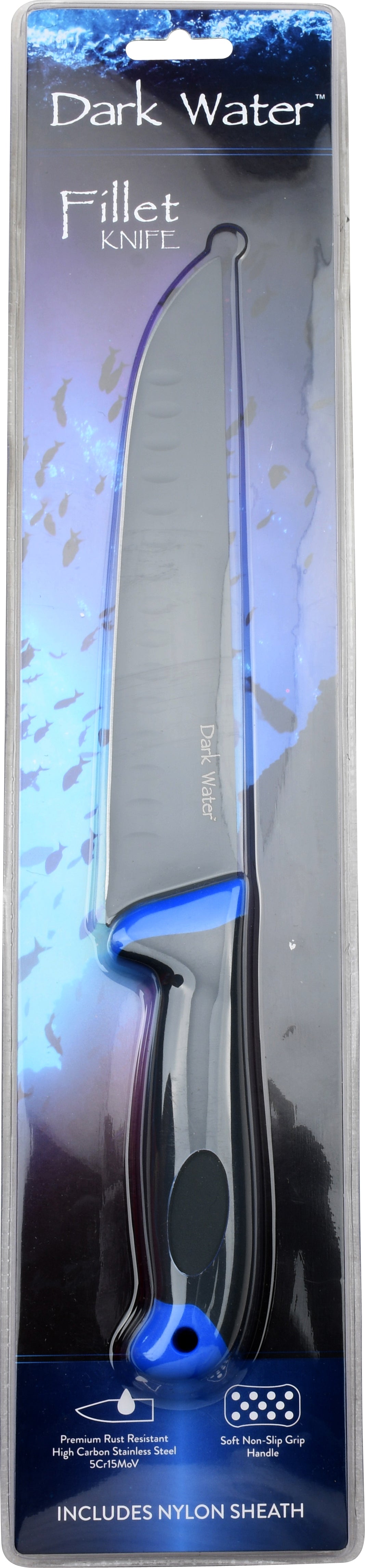 Whether out in the deep or off a dock, salt or fresh, Dark Water has you covered.  This line of fishing knives features everything you need to clean and prepare your catch.  The blades in this line are all coated with PTFE to maximize corrosion resistance.