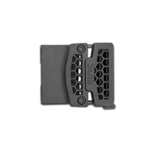 These ratchet style buckles allow you to micro adjust your Kore battle belt in small 1/4 inch increments and get a perfect fit every time you put it on. You can loosen your belt 1/2 inch after a large meal to relax, or tighten it as much as humanly possible, to securely hold up all your gear when needed. And best of all you can adjust while - sitting, walking, running, swimming or even crawling thru the trenches. No need to remove or undo your buckle to make an adjustment.