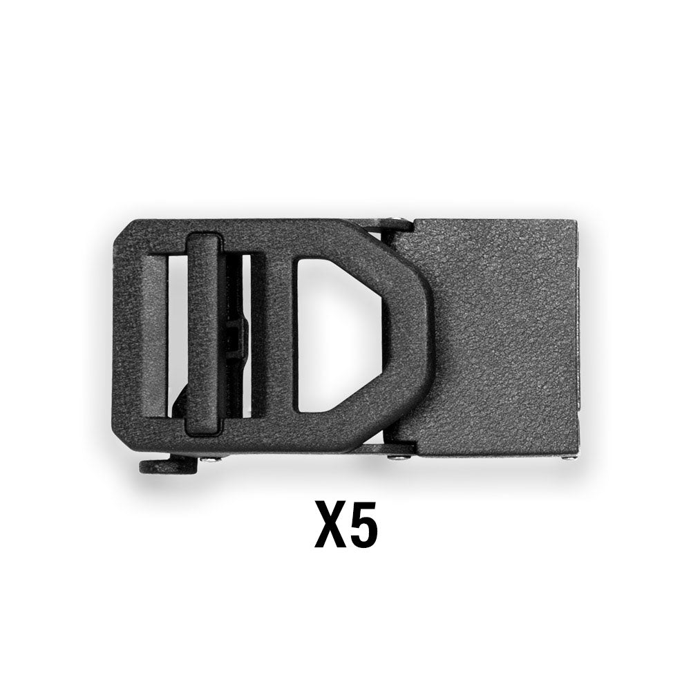 These ratchet style buckles allow you to micro adjust your Kore battle belt in small 1/4 inch increments and get a perfect fit every time you put it on. You can loosen your belt 1/2 inch after a large meal to relax, or tighten it as much as humanly possible, to securely hold up all your gear when needed. And best of all you can adjust while - sitting, walking, running, swimming or even crawling thru the trenches. No need to remove or undo your buckle to make an adjustment.