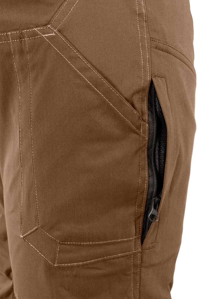 Exceptional performance no matter where your journey takes you with the lightweight, breathable, cotton-like feel of the Aeros pant. The durable cotton-nylon-spandex blend holds up to hiking and other outdoor activities, with articulated knees, double stitching, reinforced pockets and a tough eyelet snap to hold it all together on the job. Useful, low profile pockets keep all your EDC and other essentials close at hand while the casual look of the Aeros allows you to wear them anywhere.