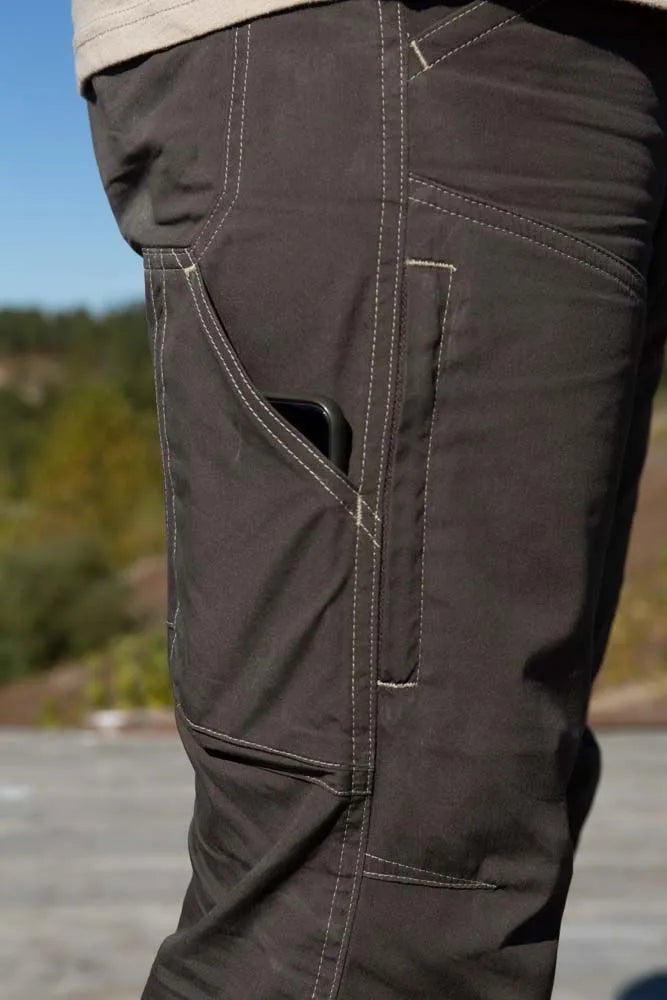 Exceptional performance no matter where your journey takes you with the lightweight, breathable, cotton-like feel of the Aeros pant. The durable cotton-nylon-spandex blend holds up to hiking and other outdoor activities, with articulated knees, double stitching, reinforced pockets and a tough eyelet snap to hold it all together on the job. Useful, low profile pockets keep all your EDC and other essentials close at hand while the casual look of the Aeros allows you to wear them anywhere.