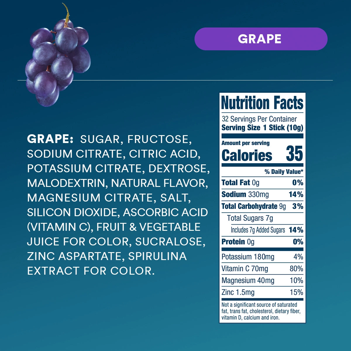 DripDrop Electrolyte Powder Packets - Grape 32 Count