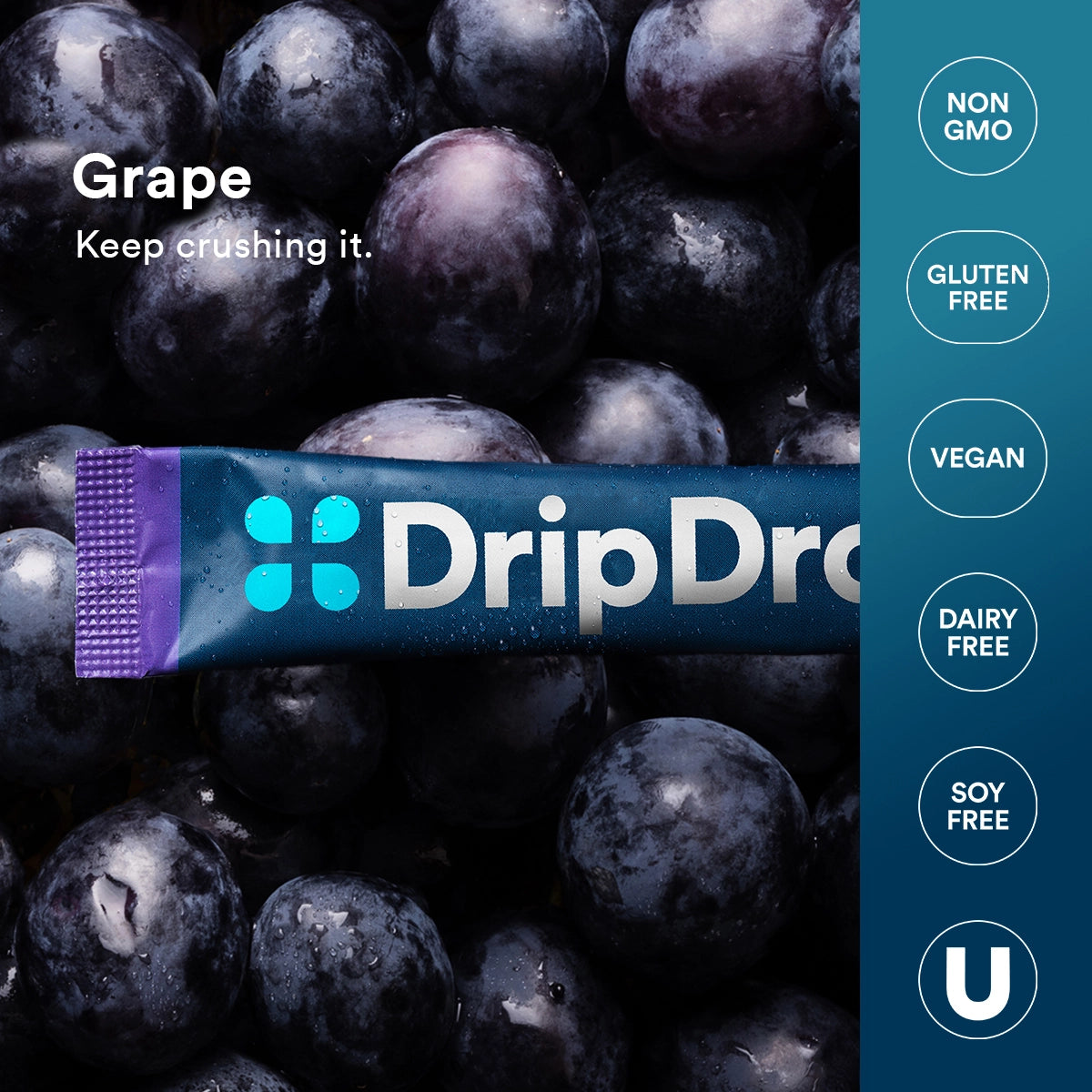 DripDrop Electrolyte Powder Packets - Grape 32 Count