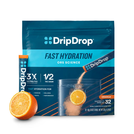 DripDrop Electrolyte Powder Packets - Orange 32 Count