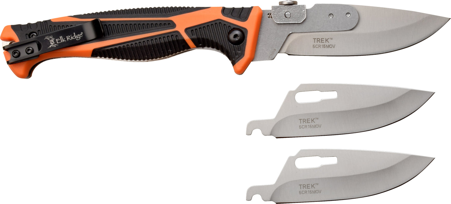 Elk Ridge Trek: A rugged outdoor adventure knife, featuring a sturdy blade and ergonomic handle, ideal for trekking and wilderness exploration.