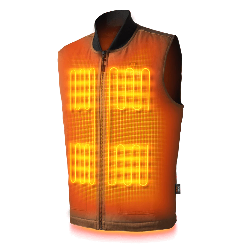 GOBI Ibex Men's 5 Zone Heated Workwear Vest: An advanced and durable heated vest designed by GOBI, featuring 5 heating zones for enhanced warmth and comfort during demanding work environments.