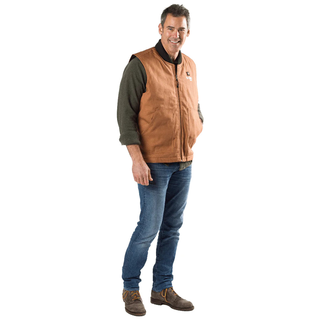 GOBI Ibex Men's 5 Zone Heated Workwear Vest: An advanced and durable heated vest designed by GOBI, featuring 5 heating zones for enhanced warmth and comfort during demanding work environments.