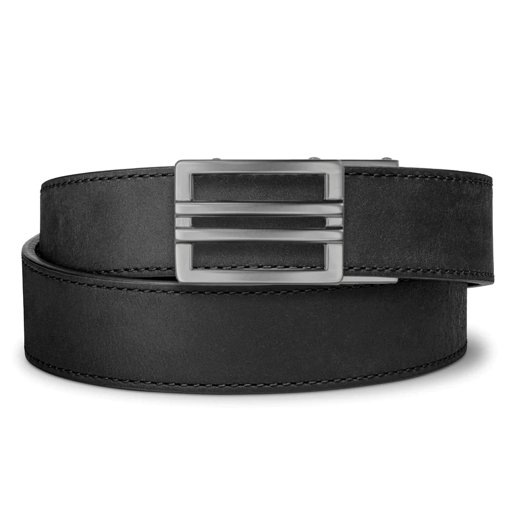 Kore Essentials is the originator of the ratcheting gun belt. We make the world’s best gun belt for concealed carry, everyday carry (EDC), ccw, law enforcement and military personnel.  What makes Kore gun belts the best? Several patented innovations. First, our gun belts use a micro adjustable track that’s sewn into the back of the belt. This track lets you - tighten or loosen – your belt ¼” at a time to over 40+ sizing points. The result = a perfect fit all day, every day.  