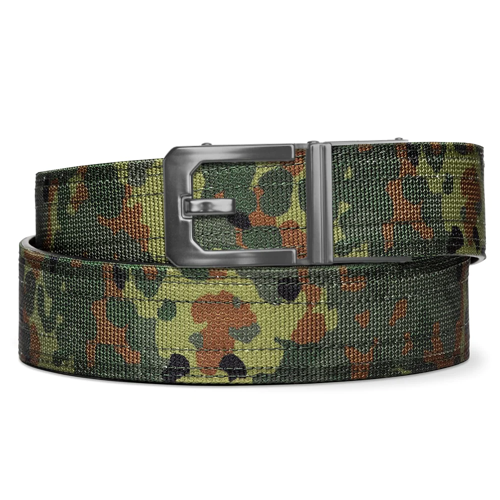 Kore Essentials is the originator of the ratcheting gun belt. We make the world’s best gun belt for concealed carry, everyday carry (EDC), ccw, law enforcement and military personnel.  What makes Kore gun belts the best? Several patented innovations. First, our gun belts use a micro adjustable track that’s sewn into the back of the belt. This track lets you - tighten or loosen – your belt ¼” at a time to over 40+ sizing points. The result = a perfect fit all day, every day.  