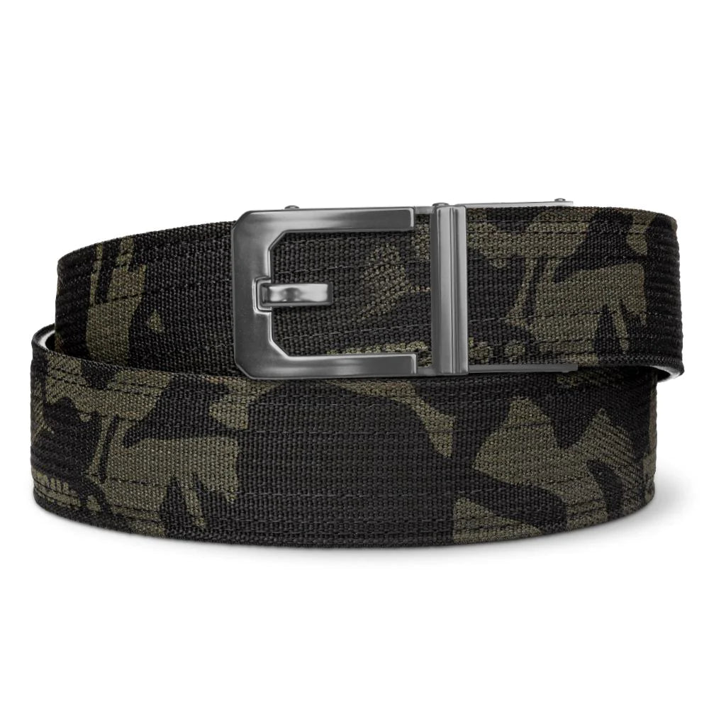 Kore Essentials is the originator of the ratcheting gun belt. We make the world’s best gun belt for concealed carry, everyday carry (EDC), ccw, law enforcement and military personnel.  What makes Kore gun belts the best? Several patented innovations. First, our gun belts use a micro adjustable track that’s sewn into the back of the belt. This track lets you - tighten or loosen – your belt ¼” at a time to over 40+ sizing points. The result = a perfect fit all day, every day.  