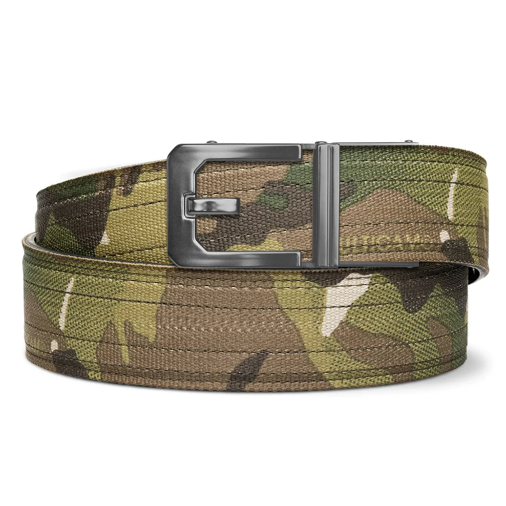 Kore Essentials is the originator of the ratcheting gun belt. We make the world’s best gun belt for concealed carry, everyday carry (EDC), ccw, law enforcement and military personnel.  What makes Kore gun belts the best? Several patented innovations. First, our gun belts use a micro adjustable track that’s sewn into the back of the belt. This track lets you - tighten or loosen – your belt ¼” at a time to over 40+ sizing points. The result = a perfect fit all day, every day.  