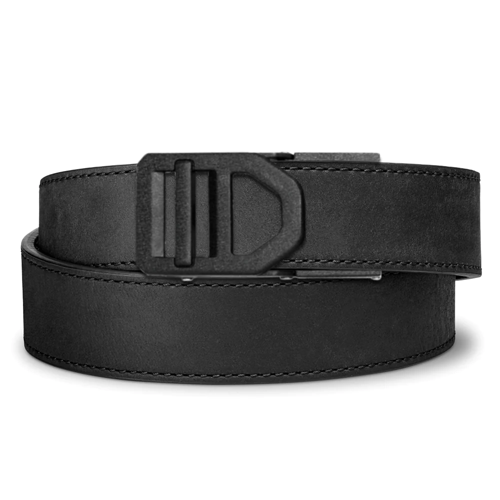 Kore Essentials is the originator of the ratcheting gun belt. We make the world’s best gun belt for concealed carry, everyday carry (EDC), ccw, law enforcement and military personnel.  What makes Kore gun belts the best? Several patented innovations. First, our gun belts use a micro adjustable track that’s sewn into the back of the belt. This track lets you - tighten or loosen – your belt ¼” at a time to over 40+ sizing points. The result = a perfect fit all day, every day.  