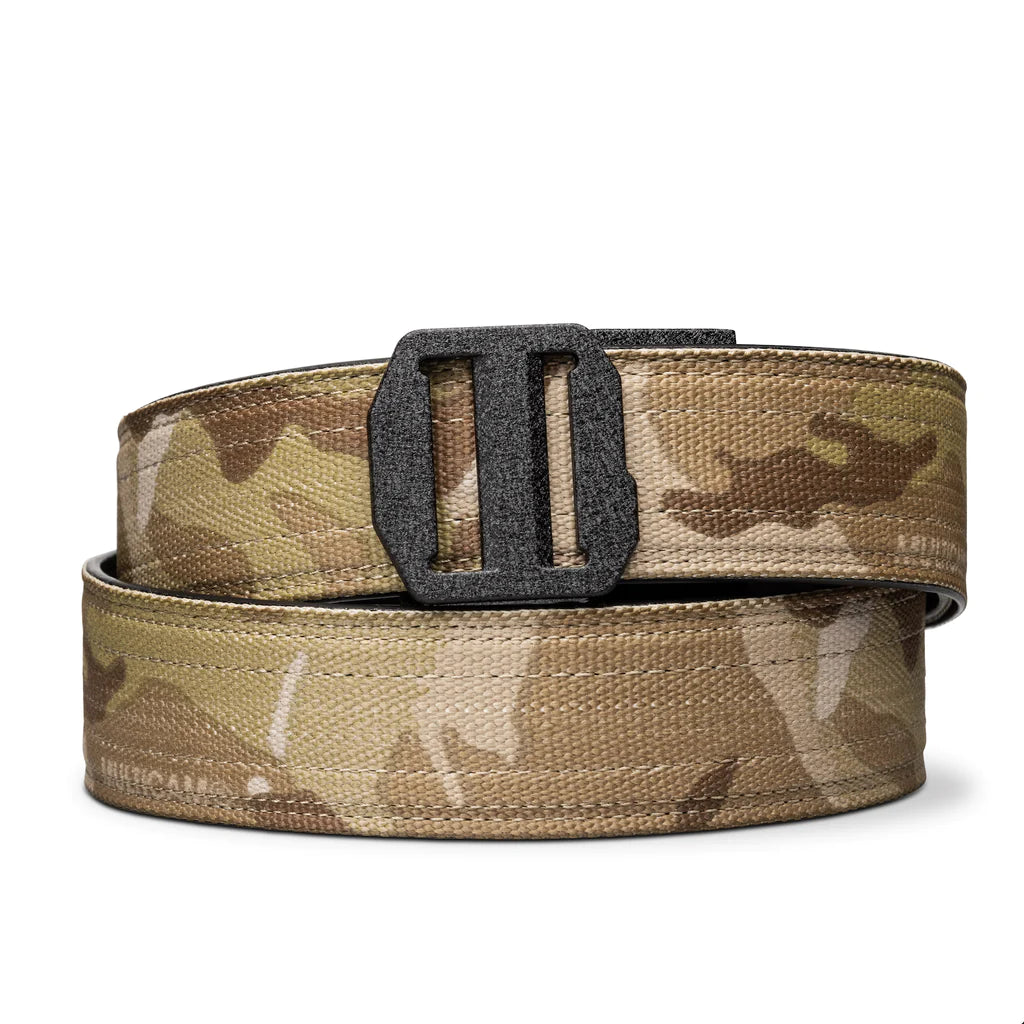 Kore Essentials is the originator of the ratcheting gun belt. We make the world’s best gun belt for concealed carry, everyday carry (EDC), ccw, law enforcement and military personnel.  What makes Kore gun belts the best? Several patented innovations. First, our gun belts use a micro adjustable track that’s sewn into the back of the belt. This track lets you - tighten or loosen – your belt ¼” at a time to over 40+ sizing points. The result = a perfect fit all day, every day.  