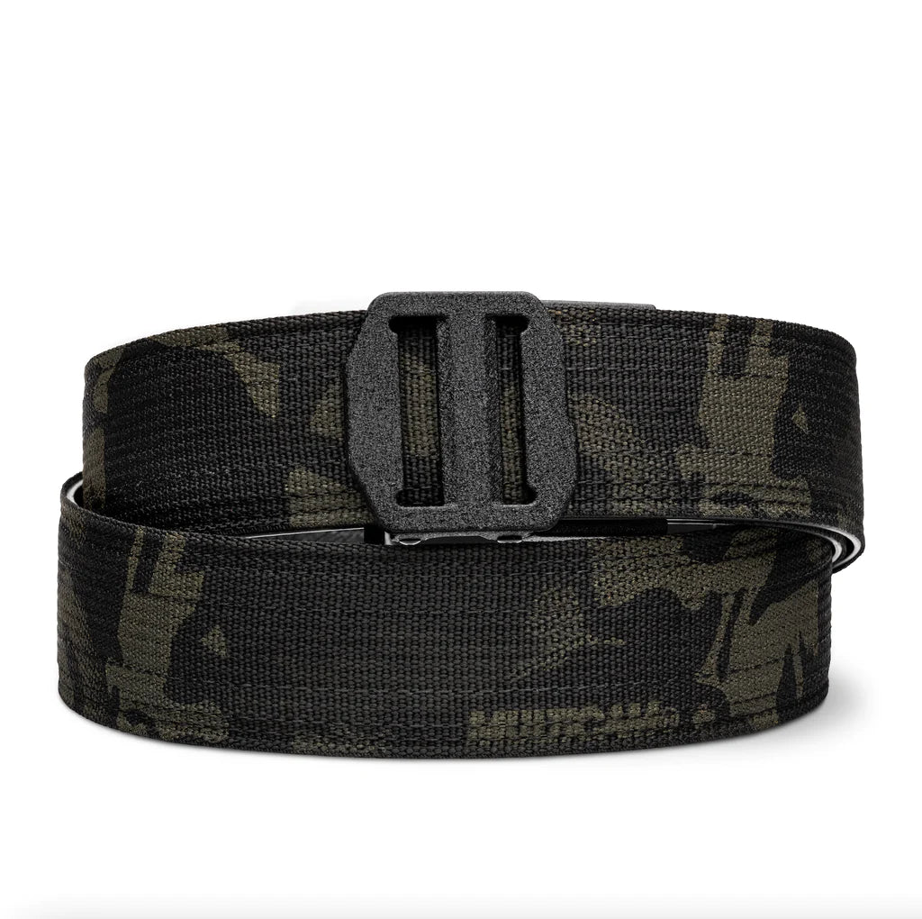 Kore Essentials is the originator of the ratcheting gun belt. We make the world’s best gun belt for concealed carry, everyday carry (EDC), ccw, law enforcement and military personnel.  What makes Kore gun belts the best? Several patented innovations. First, our gun belts use a micro adjustable track that’s sewn into the back of the belt. This track lets you - tighten or loosen – your belt ¼” at a time to over 40+ sizing points. The result = a perfect fit all day, every day.  