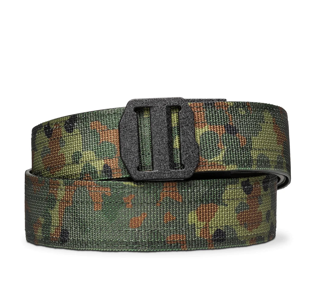 Kore Essentials is the originator of the ratcheting gun belt. We make the world’s best gun belt for concealed carry, everyday carry (EDC), ccw, law enforcement and military personnel.  What makes Kore gun belts the best? Several patented innovations. First, our gun belts use a micro adjustable track that’s sewn into the back of the belt. This track lets you - tighten or loosen – your belt ¼” at a time to over 40+ sizing points. The result = a perfect fit all day, every day.  