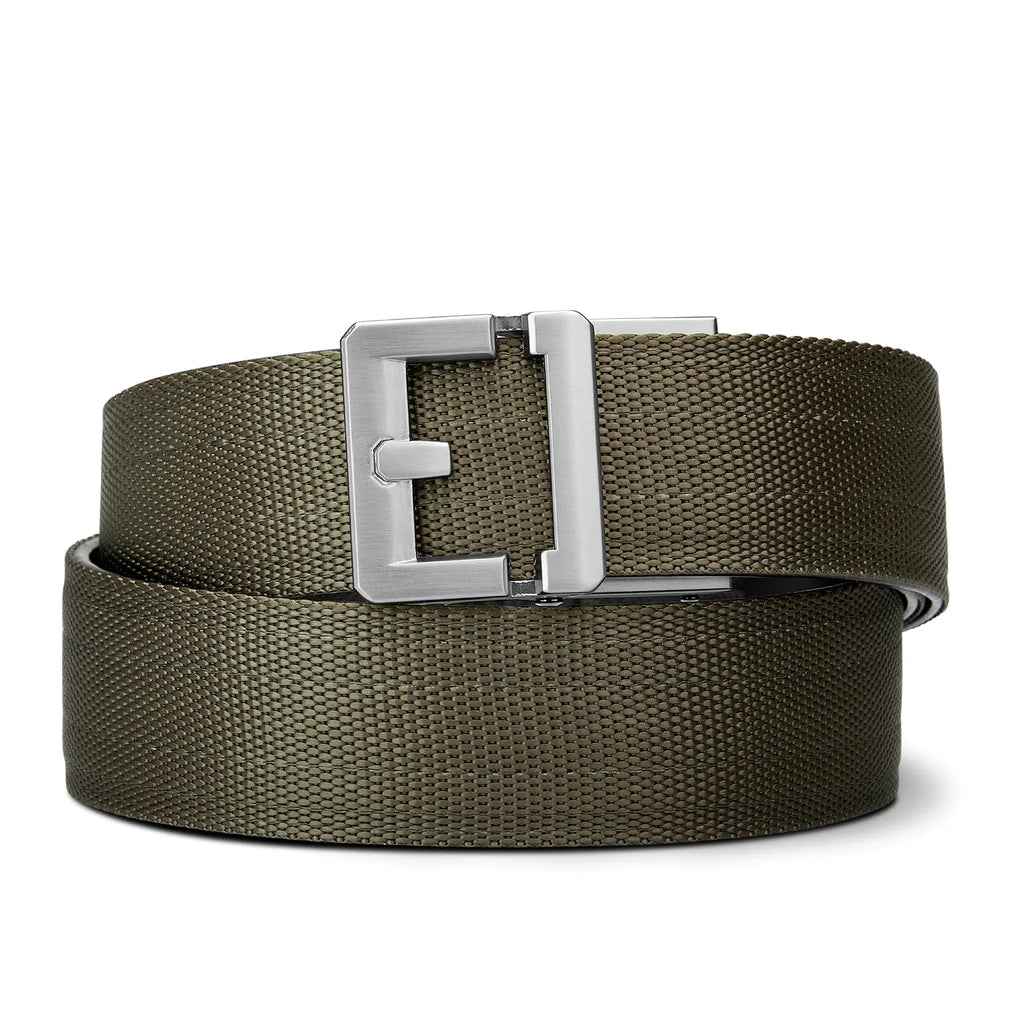 Kore Essentials is the originator of the ratcheting gun belt. We make the world’s best gun belt for concealed carry, everyday carry (EDC), ccw, law enforcement and military personnel.  What makes Kore gun belts the best? Several patented innovations. First, our gun belts use a micro adjustable track that’s sewn into the back of the belt. This track lets you - tighten or loosen – your belt ¼” at a time to over 40+ sizing points. The result = a perfect fit all day, every day.  