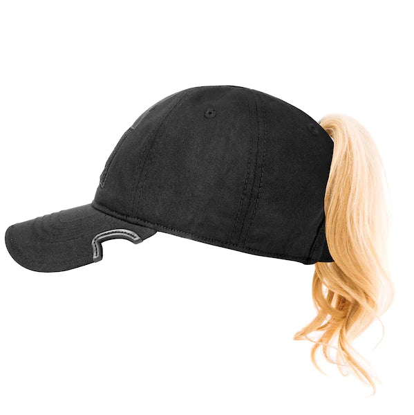 Notch Classic Adjustable Ponytail Operator Hat is the perfect combination of comfort and function. It features a slot for a ponytail or high messy bun so you can wear your hair like you want to with a hat on! It also features our patented notches that end the fight for face space between your hat & sunglasses. Made from 100% cotton, this adjustable, low-profile cap is perfect for the gym or everyday wear!