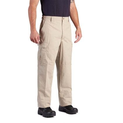 This 100% cotton ripstop Battle Dress Uniform Trouser (BDU) is sewn to mil-spec MIL-T-44047E. Maximum durability in a classic style with all the functional details you need. Felled seams and a reinforced seat and knee for maximum durability. Six pockets with fused flaps give you a clean, professional look.